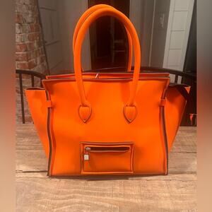 Save My Bag Neoprene Waterproof Orange Double Handle 13” Satchel Tote It…